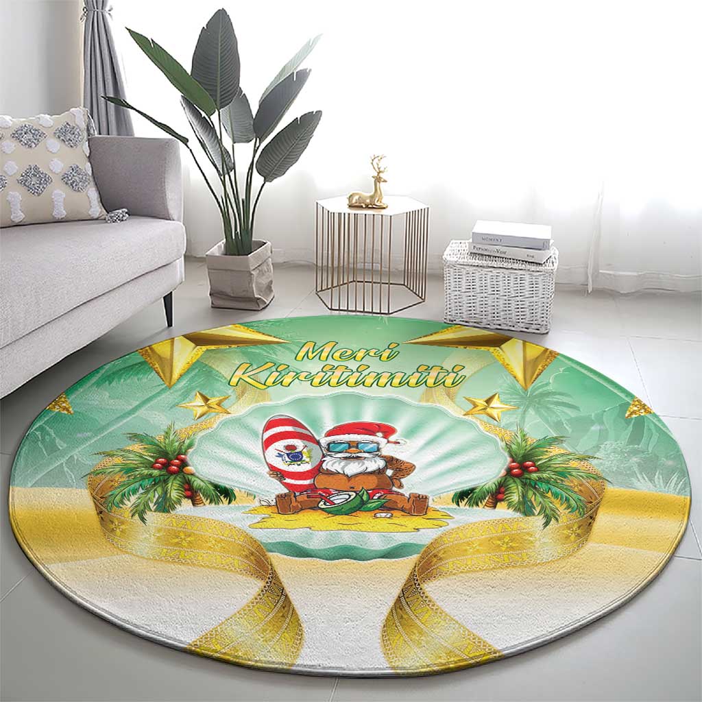 Cook Islands Christmas Round Carpet Seashell Santa Beach Vibes LT05 - Polynesian Pride