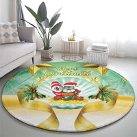 Cook Islands Christmas Round Carpet Seashell Santa Beach Vibes LT05 - Polynesian Pride