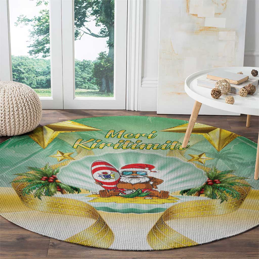 Cook Islands Christmas Round Carpet Seashell Santa Beach Vibes LT05 - Polynesian Pride