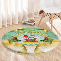 Cook Islands Christmas Round Carpet Seashell Santa Beach Vibes LT05 - Polynesian Pride