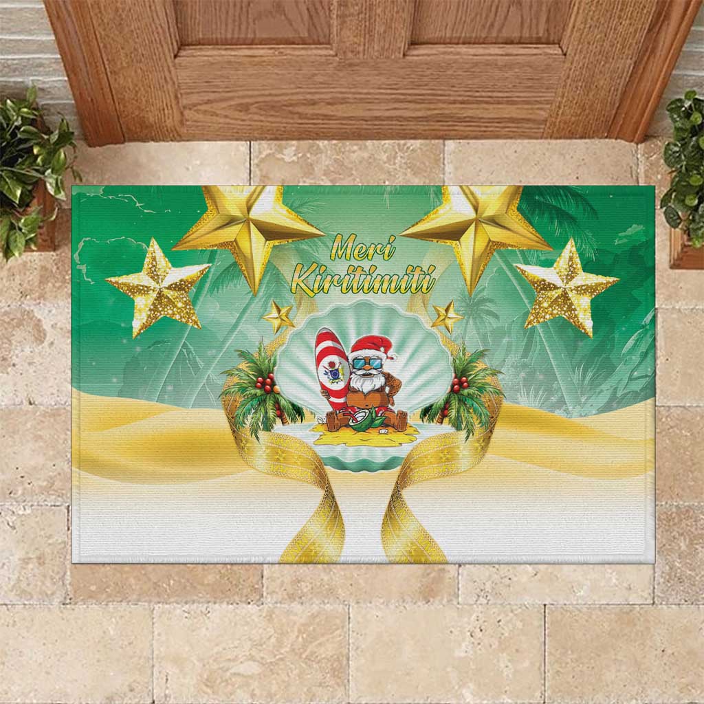 Cook Islands Christmas Rubber Doormat Seashell Santa Beach Vibes - Polynesian Pride