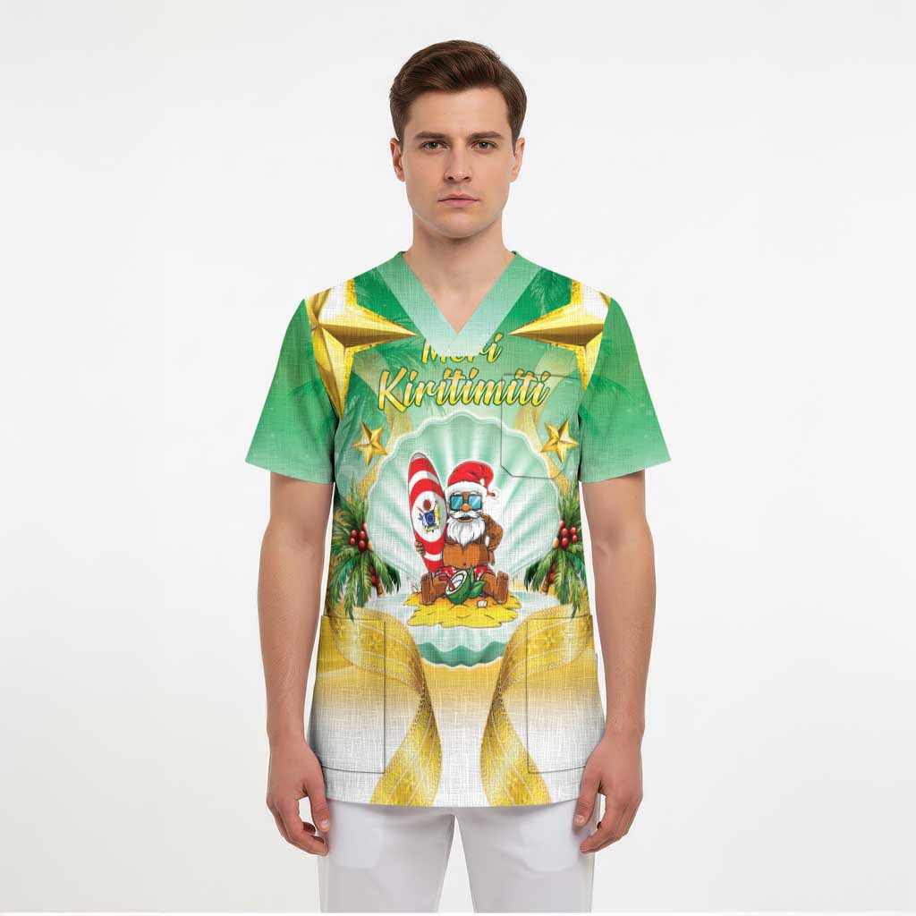 Cook Islands Christmas Scrub Top Seashell Santa Beach Vibes LT05 - Polynesian Pride