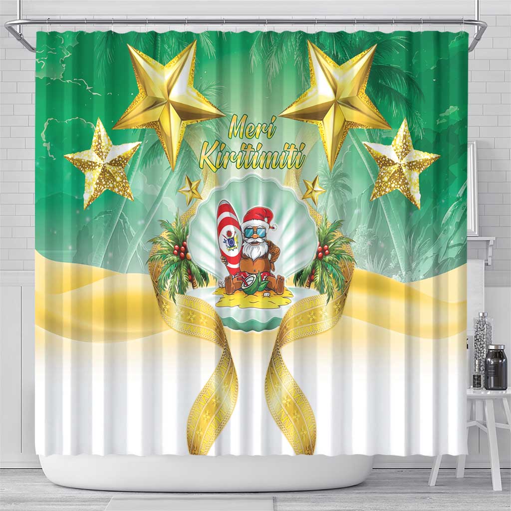 Cook Islands Christmas Shower Curtain Seashell Santa Beach Vibes LT05 - Polynesian Pride