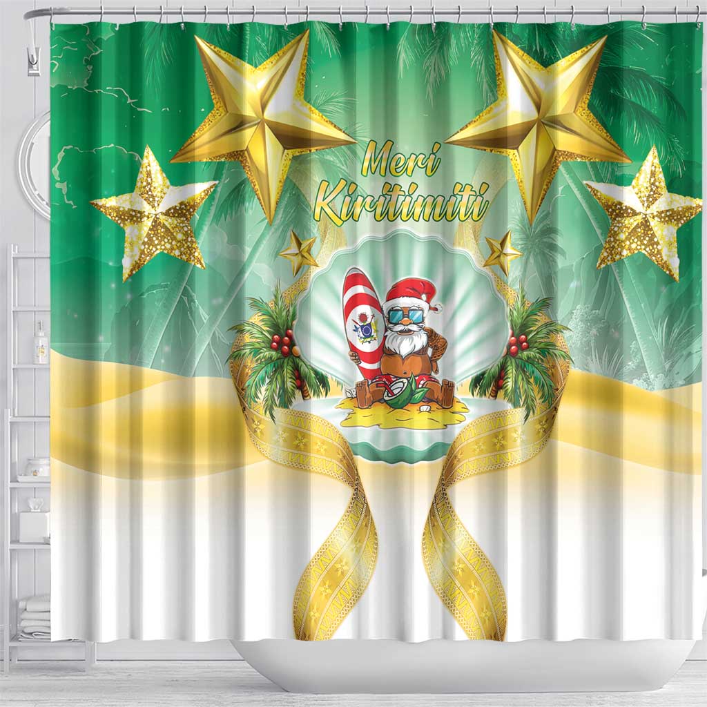 Cook Islands Christmas Shower Curtain Seashell Santa Beach Vibes LT05 - Polynesian Pride