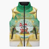 Cook Islands Christmas Sleeveless Puffer Jacket Seashell Santa Beach Vibes - Polynesian Pride
