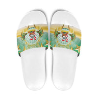 Cook Islands Christmas Slide Sandals Seashell Santa Beach Vibes LT05 Green - Polynesian Pride