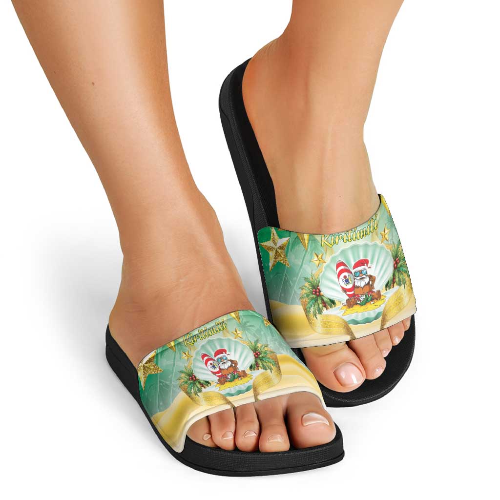 Cook Islands Christmas Slide Sandals Seashell Santa Beach Vibes LT05 - Polynesian Pride