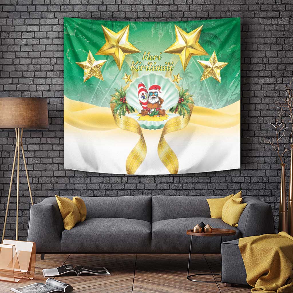 Cook Islands Christmas Tapestry Seashell Santa Beach Vibes LT05 Green - Polynesian Pride