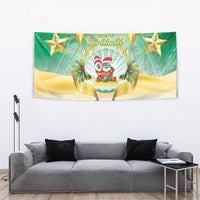 Cook Islands Christmas Tapestry Seashell Santa Beach Vibes LT05 - Polynesian Pride