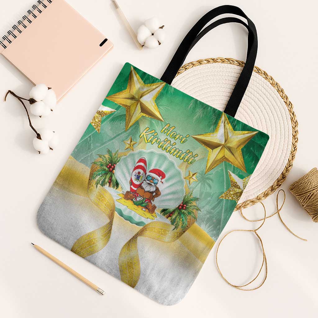 Cook Islands Christmas Tote Bag Seashell Santa Beach Vibes - Polynesian Pride
