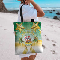 Cook Islands Christmas Tote Bag Seashell Santa Beach Vibes - Polynesian Pride