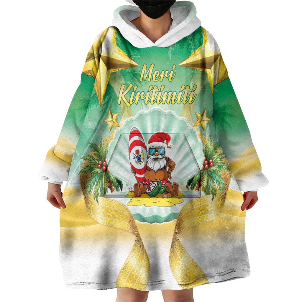 Cook Islands Christmas Wearable Blanket Hoodie Seashell Santa Beach Vibes - Polynesian Pride