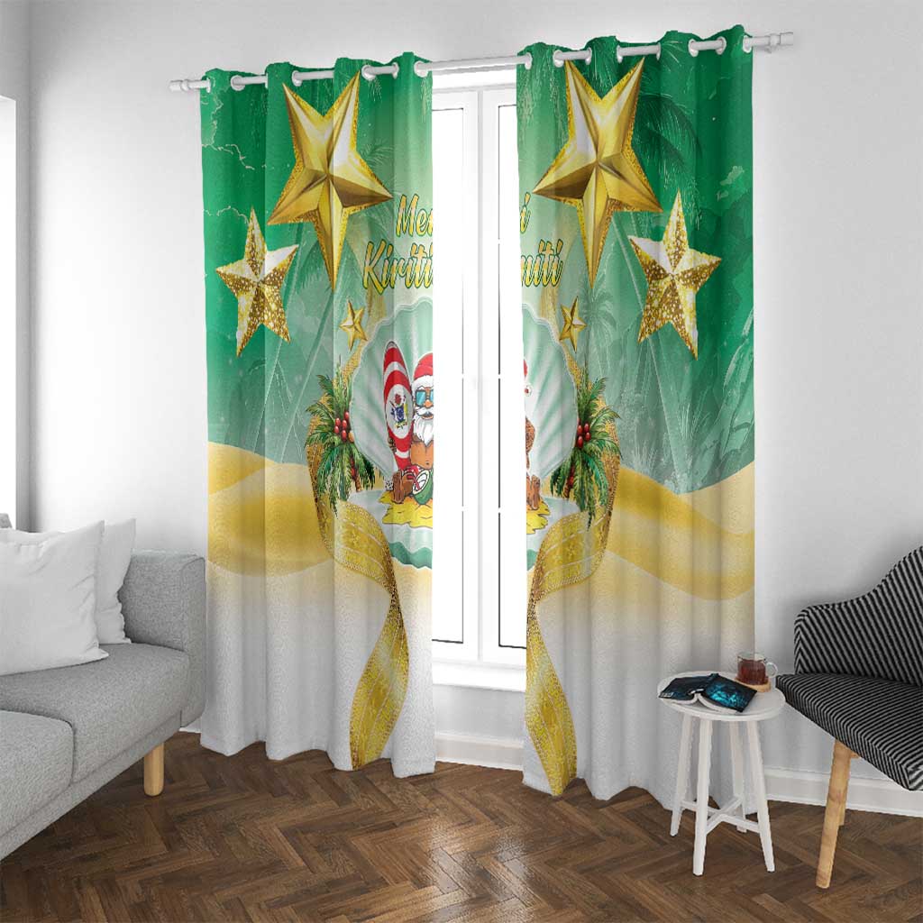 Cook Islands Christmas Window Curtain Seashell Santa Beach Vibes LT05 With Grommets Green - Polynesian Pride