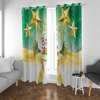 Cook Islands Christmas Window Curtain Seashell Santa Beach Vibes LT05 With Grommets Green - Polynesian Pride