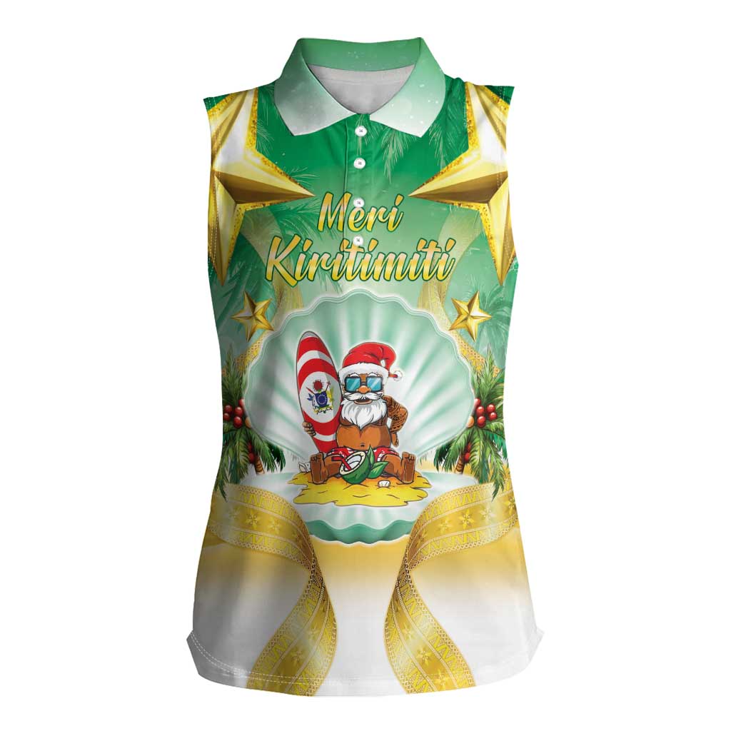 Cook Islands Christmas Women Sleeveless Polo Shirt Seashell Santa Beach Vibes - Polynesian Pride
