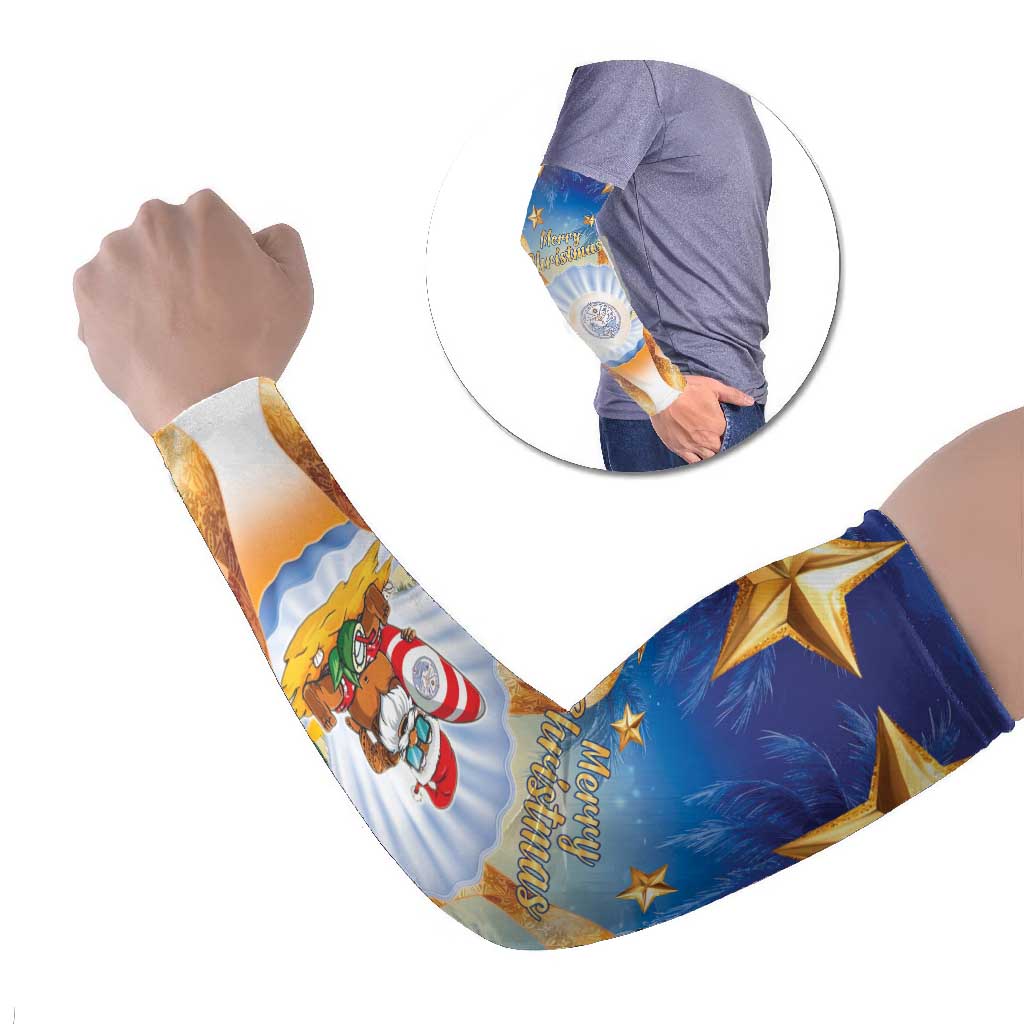 Marshall Islands Christmas Arm Sleeves Seashell Santa Beach Vibes - Polynesian Pride