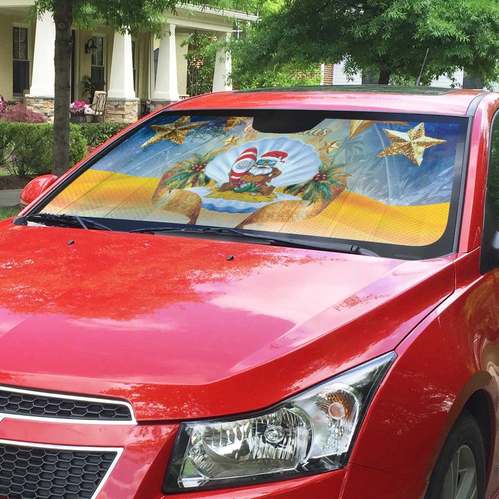 Marshall Islands Christmas Auto Sun Shade Seashell Santa Beach Vibes LT05 - Polynesian Pride