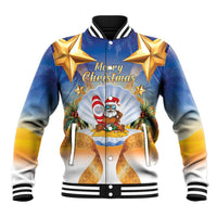 Marshall Islands Christmas Baseball Jacket Seashell Santa Beach Vibes LT05 Unisex Navy - Polynesian Pride