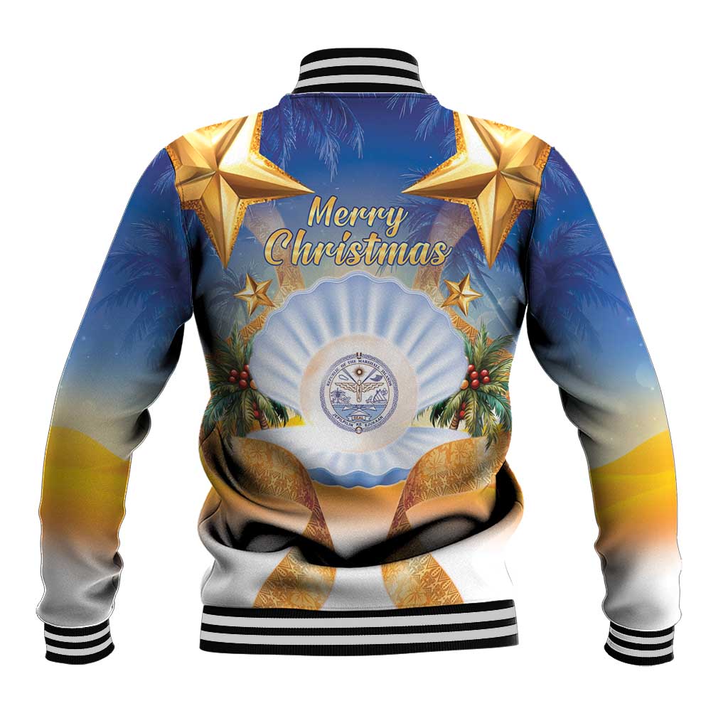 Marshall Islands Christmas Baseball Jacket Seashell Santa Beach Vibes LT05 - Polynesian Pride