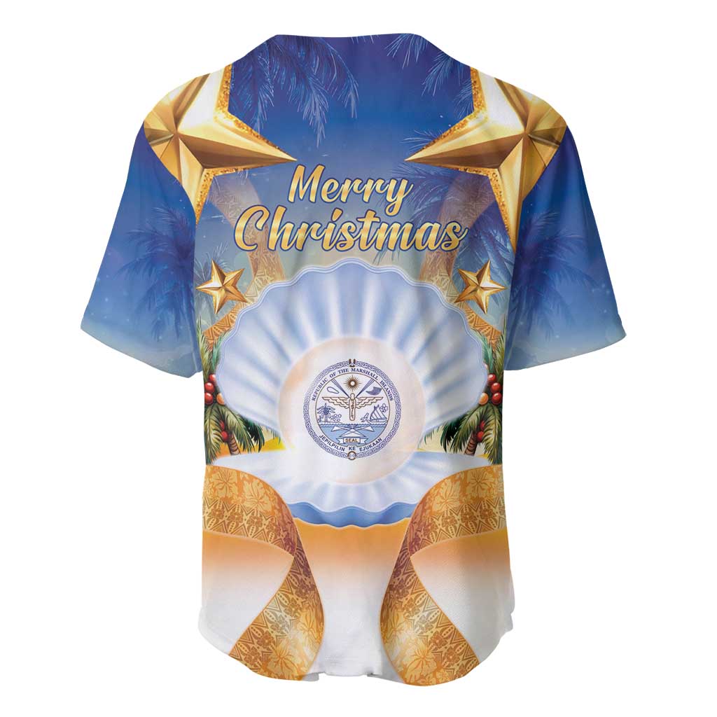 Marshall Islands Christmas Baseball Jersey Seashell Santa Beach Vibes LT05 - Polynesian Pride