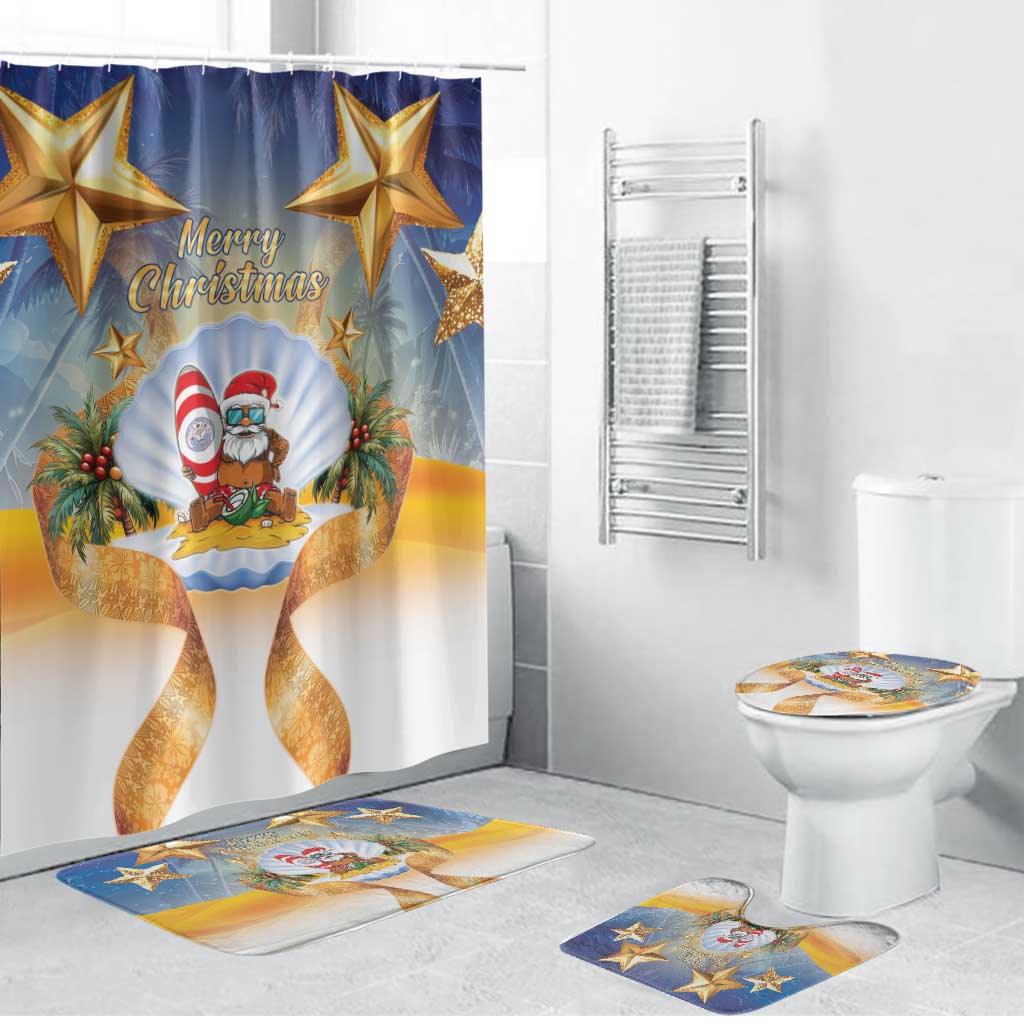 Marshall Islands Christmas Bathroom Set Seashell Santa Beach Vibes - Polynesian Pride