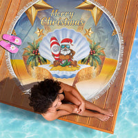 Marshall Islands Christmas Beach Blanket Seashell Santa Beach Vibes LT05 - Polynesian Pride