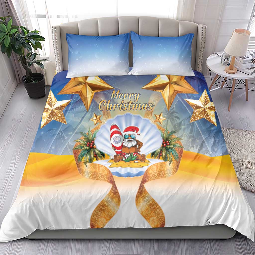Marshall Islands Christmas Bedding Set Seashell Santa Beach Vibes LT05 - Polynesian Pride