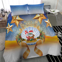 Marshall Islands Christmas Bedding Set Seashell Santa Beach Vibes LT05 - Polynesian Pride