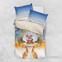 Marshall Islands Christmas Bedding Set Seashell Santa Beach Vibes LT05 US Twin 172cm x 218cm Navy - Polynesian Pride