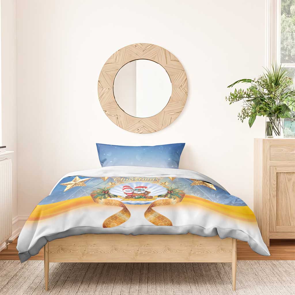 Marshall Islands Christmas Bedding Set Seashell Santa Beach Vibes LT05 - Polynesian Pride