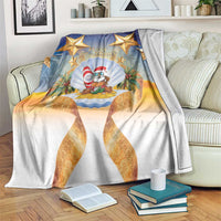Marshall Islands Christmas Blanket Seashell Santa Beach Vibes LT05 Navy - Polynesian Pride