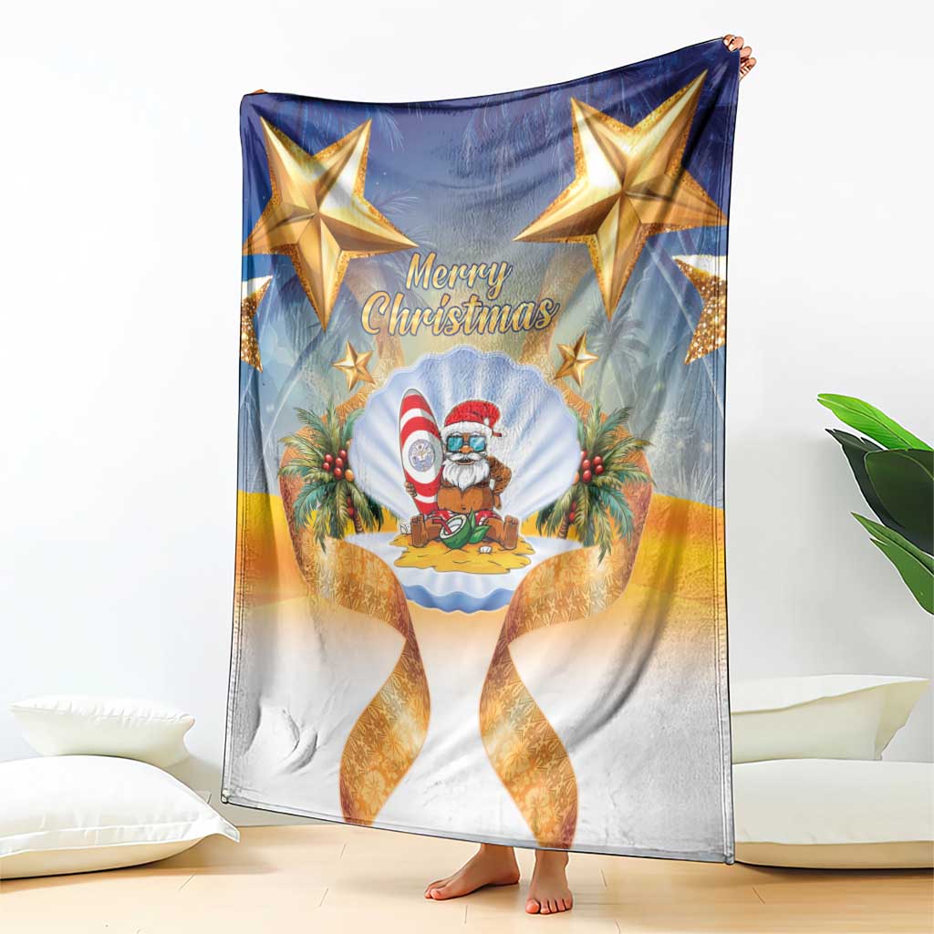 Marshall Islands Christmas Blanket Seashell Santa Beach Vibes LT05 - Polynesian Pride