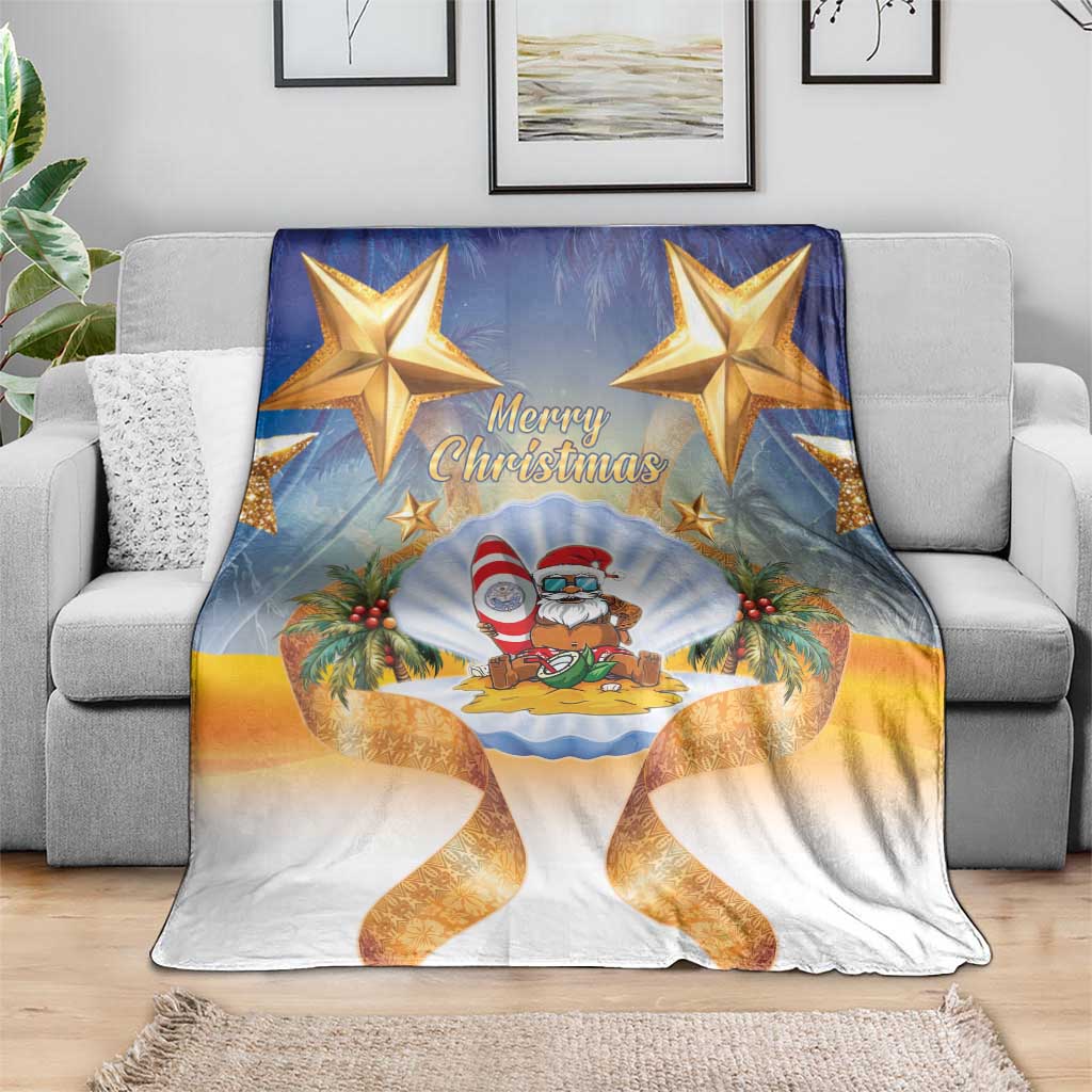 Marshall Islands Christmas Blanket Seashell Santa Beach Vibes LT05 - Polynesian Pride