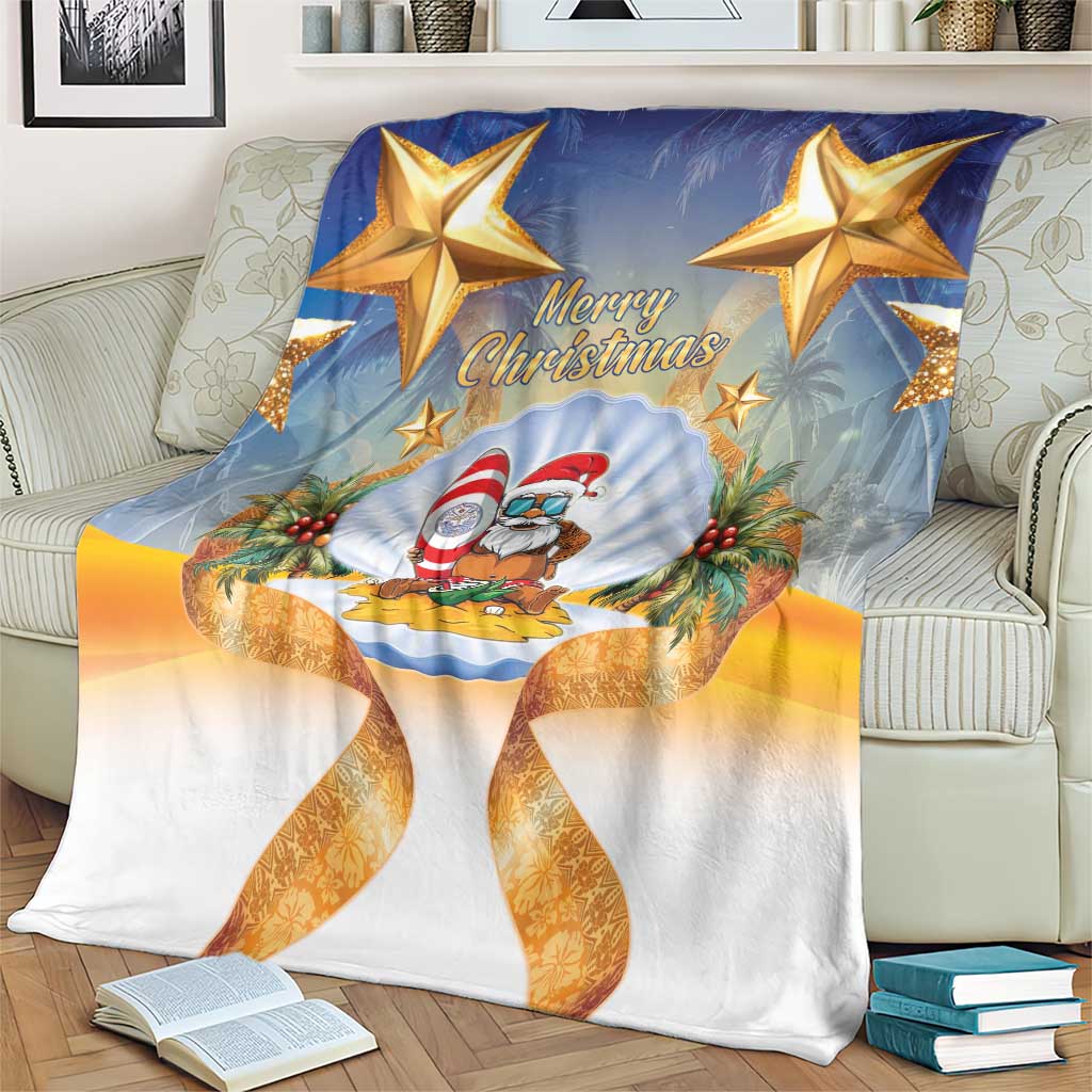 Marshall Islands Christmas Blanket Seashell Santa Beach Vibes LT05 - Polynesian Pride