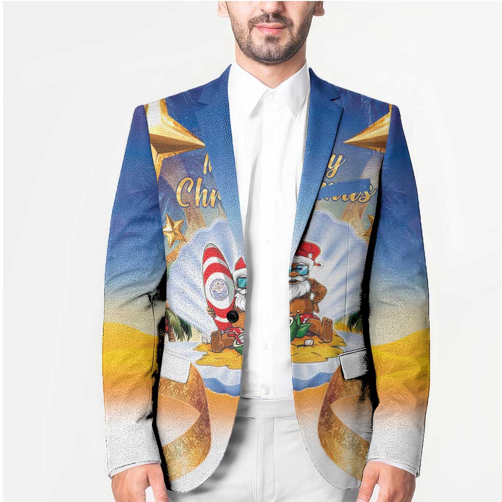 Marshall Islands Christmas Blazer Seashell Santa Beach Vibes LT05 - Polynesian Pride