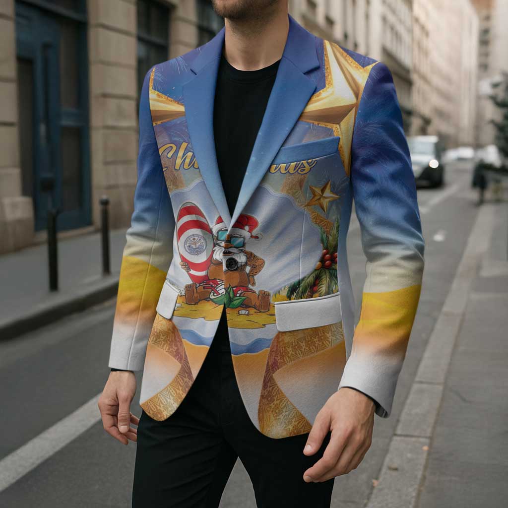 Marshall Islands Christmas Blazer Seashell Santa Beach Vibes LT05 - Polynesian Pride