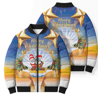 Marshall Islands Christmas Bomber Puffer Jacket Seashell Santa Beach Vibes LT05 - Polynesian Pride