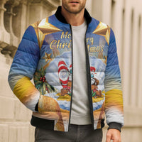 Marshall Islands Christmas Bomber Puffer Jacket Seashell Santa Beach Vibes LT05 - Polynesian Pride