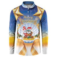 Marshall Islands Christmas Button Sweatshirt Seashell Santa Beach Vibes LT05 Navy - Polynesian Pride