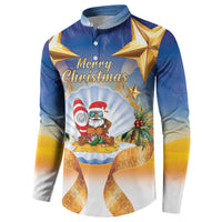 Marshall Islands Christmas Button Sweatshirt Seashell Santa Beach Vibes LT05 - Polynesian Pride