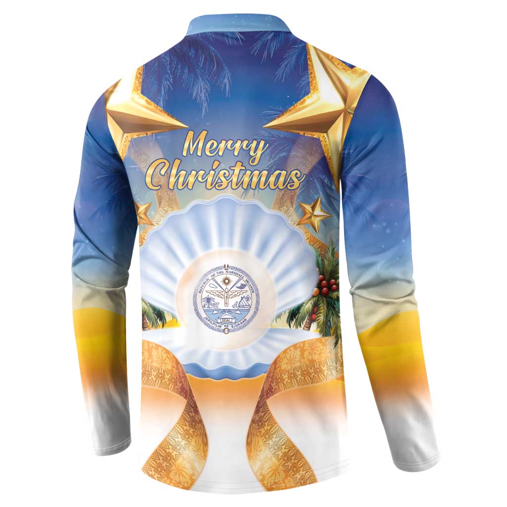Marshall Islands Christmas Button Sweatshirt Seashell Santa Beach Vibes LT05 - Polynesian Pride