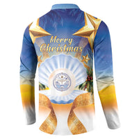 Marshall Islands Christmas Button Sweatshirt Seashell Santa Beach Vibes LT05 - Polynesian Pride