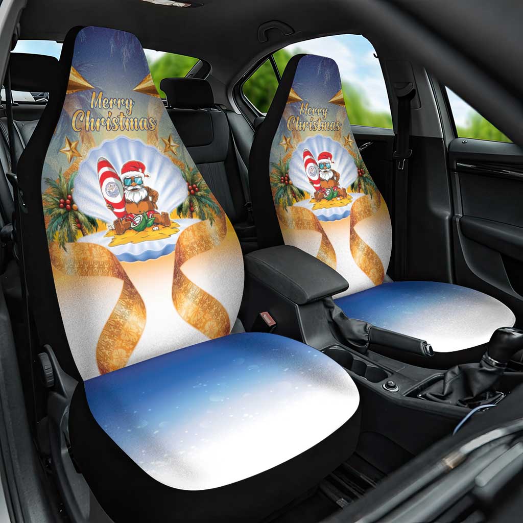 Marshall Islands Christmas Car Seat Cover Seashell Santa Beach Vibes LT05 One Size Navy - Polynesian Pride