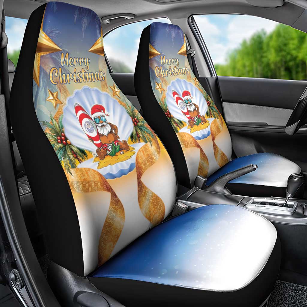 Marshall Islands Christmas Car Seat Cover Seashell Santa Beach Vibes LT05 - Polynesian Pride