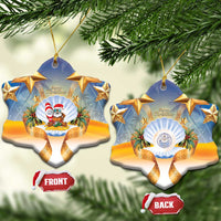 Marshall Islands Christmas Ceramic Ornament Seashell Santa Beach Vibes - Polynesian Pride