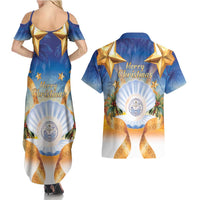 Marshall Islands Christmas Couples Matching Summer Maxi Dress and Hawaiian Shirt Seashell Santa Beach Vibes LT05 - Polynesian Pride