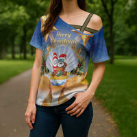 Marshall Islands Christmas Cross Shoulder Shirt Seashell Santa Beach Vibes LT05 - Polynesian Pride