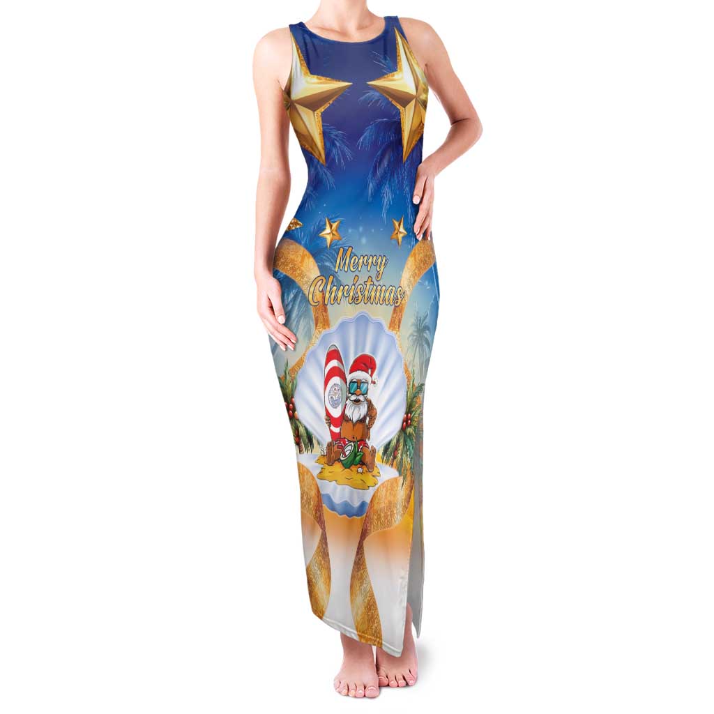 Marshall Islands Christmas Family Matching Tank Maxi Dress and Hawaiian Shirt Seashell Santa Beach Vibes - Polynesian Pride