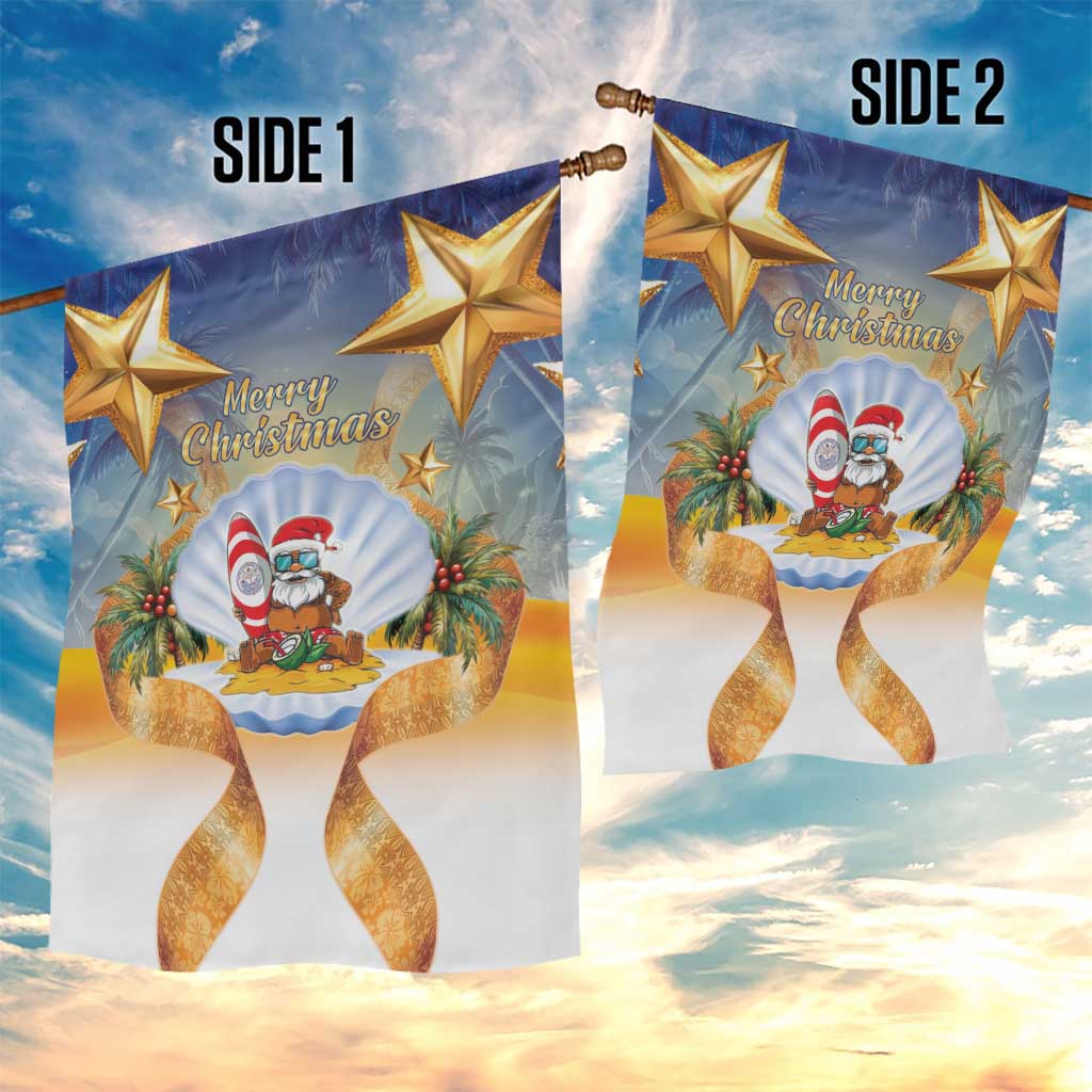 Marshall Islands Christmas Garden Flag Seashell Santa Beach Vibes - Polynesian Pride