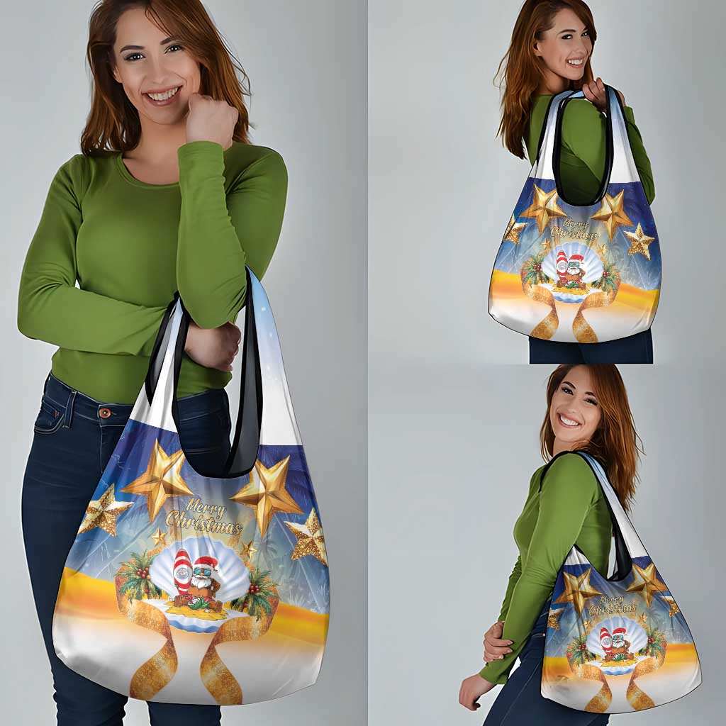 Marshall Islands Christmas Grocery Bag Seashell Santa Beach Vibes LT05 - Polynesian Pride